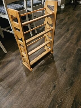 Vintage Oak Wood Heart CD DVD Video Game Storage Rack 4 Tier Shelf‎ Stand